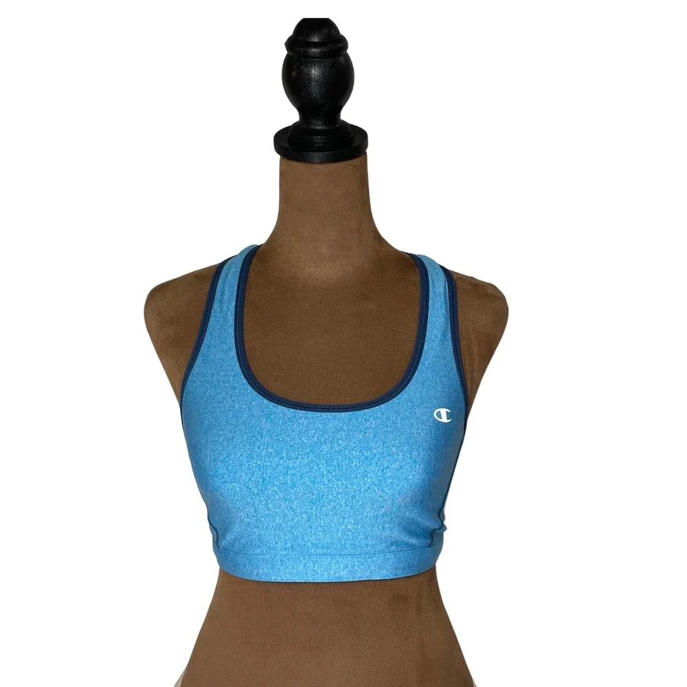 Champion Womens Blue Heather Mesh‎ Racerback Sports Bra Size Small Breathable